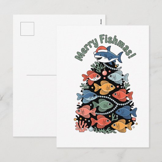 Prettige VisKerstmis Kerstboom Vis Grappig Vissen Feestdagenkaart (Voorkant / Achterkant)