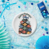 Prettige VisKerstmis Kerstboom Vis Grappige Vissen Papieren Bordje (Feest)