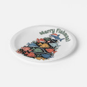 Prettige VisKerstmis Kerstboom Vis Grappige Vissen Papieren Bordje (Gekanteld)