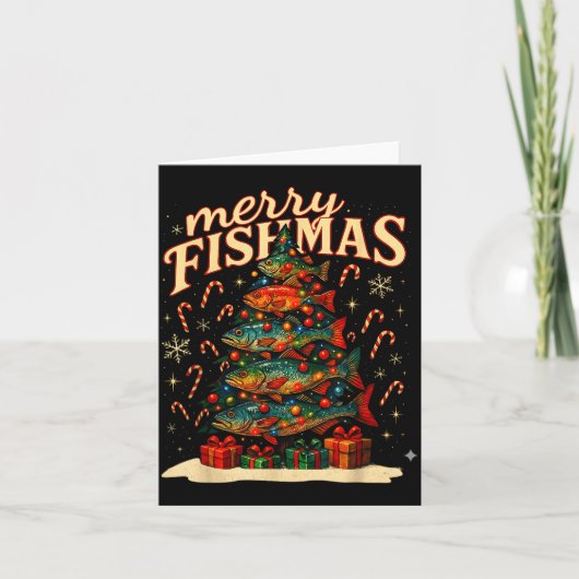 Prettige Vismas Grappig Vissen Kerst Ontwerp Kaart (Voorkant)