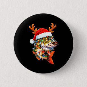 Prettige Vismas Grappige B Vissen Kerstmis Kerstma Ronde Button 5,7 Cm