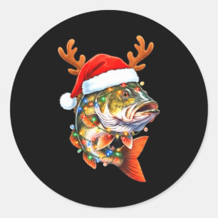 Prettige Vismas Grappige B Vissen Kerstmis Kerstma Ronde Sticker