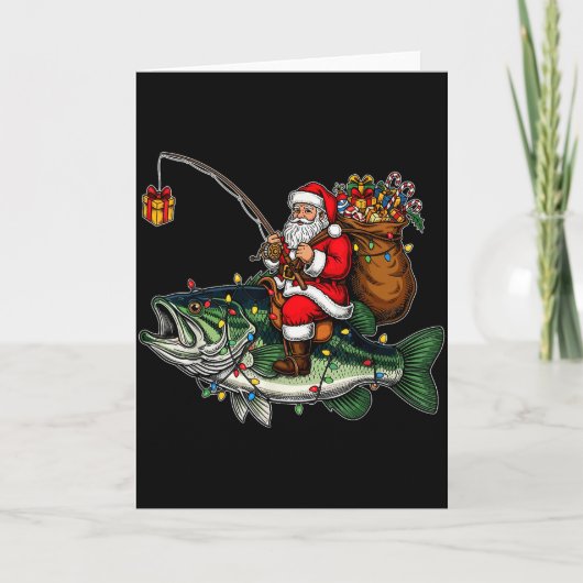 Prettige Vismas Kerstman Visliefhebbers Grappige V Kaart (Voorkant)