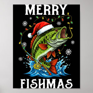 Prettige Vismas Kerstman Visliefhebbers Grappige V Poster