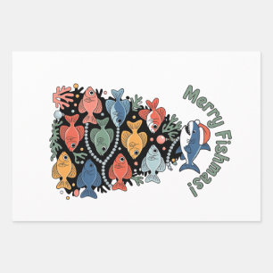 Prettige Vissen Kerstmis Kerstboom Vis Grappige Vi Inpakpapier Vel