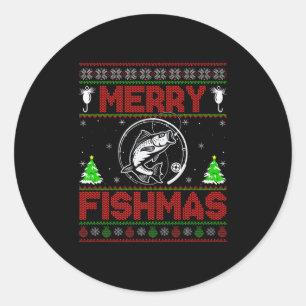 Prettige VissenKerst B Vissen Vissen Lelijke Kerst Ronde Sticker