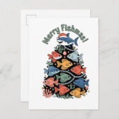 Prettige VissenKerstmis Kerstboom Vis Grappige Vis Aankondigingskaart (Voorkant / Achterkant)