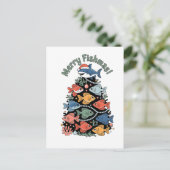 Prettige VissenKerstmis Kerstboom Vis Grappige Vis Feestdagenkaart (Staand voorkant)