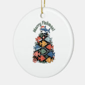Prettige VissenKerstmis Kerstboom Vis Grappige Vis Keramisch Ornament (Links)