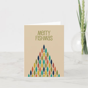 Prettige Vissenmas Kerstmis Grappige Midcentury Ke Kaart