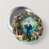 Prettige vrijgezellenfeest vieringen ronde button 7,6 cm (Voorkant /achterkant)