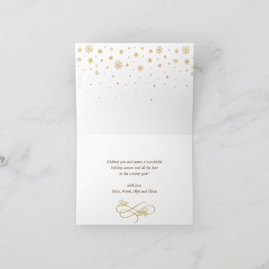 Prettige Wensen Gouden Frame Rustiek 3 FOTO Kaart (Binnen)