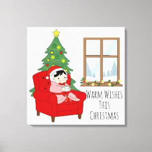 Prettige Wensen met Kerstmis – Knus Schilderij op Canvas Afdruk
