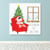 Prettige Wensen met Kerstmis – Knus Schilderij op  Canvas Afdruk (Insitu (Houten vloer))