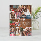 Prettige Wensen Retro Kerstmis Rode Truck 3 FOTO Feestdagenkaart (Staand voorkant)