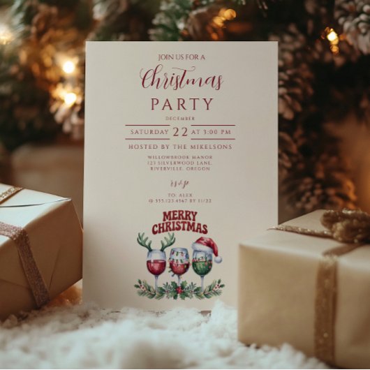 Prettige Wijn Kerstmis Kaart