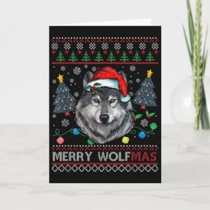 Prettige Wolfmas Prettig Kerstfeest Wolf Lelijk T- Kaart