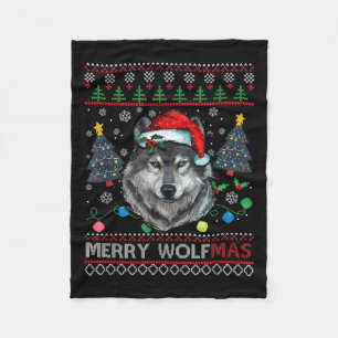 Prettige Wolfmas Prettig Kerstfeest Wolf Lelijke T Fleece Deken