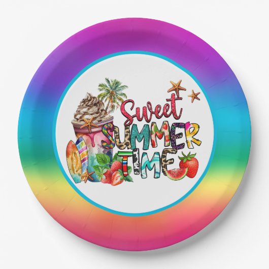 prettige zomertijd papieren bordje (Voorkant)