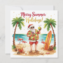 Prettige zomervakantie Kerstman op het strand  Feestdagenkaart