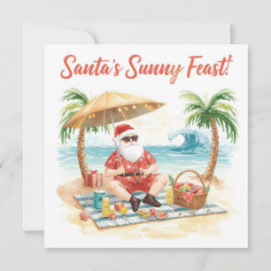 Prettige zomervakantie Kerstman op het strand  Feestdagenkaart