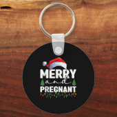 Prettige Zwangere Kerst Zwangerschapsaankondiging Sleutelhanger (Voorkant)