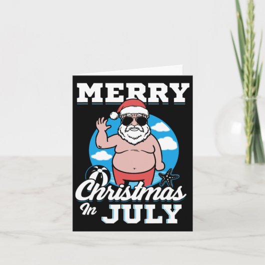 Prettigkerstfeest in juli grappige kerstman  kaart (Voorkant)