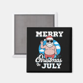 Prettigkerstfeest in juli grappige kerstman  magneet (Voorkant / Achterkant)