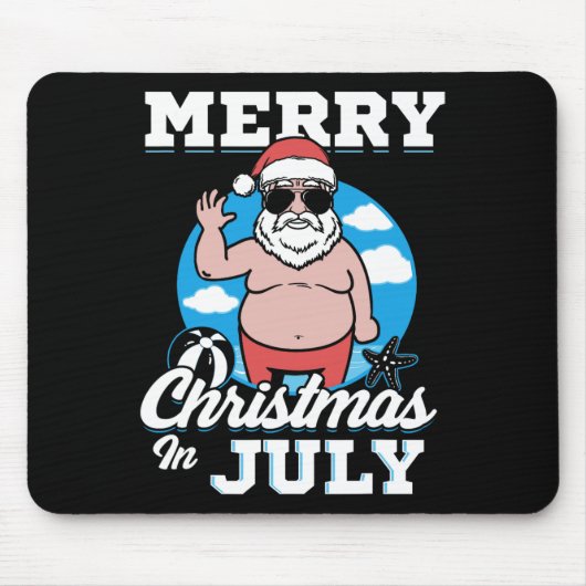 Prettigkerstfeest in juli grappige kerstman  muismat (Voorkant)