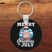 Prettigkerstfeest in juli grappige kerstman  sleutelhanger (Voorkant)