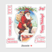 Pretttige Feestelijke Oude Kerstman Schoorsteen Be Sticker (Vel)
