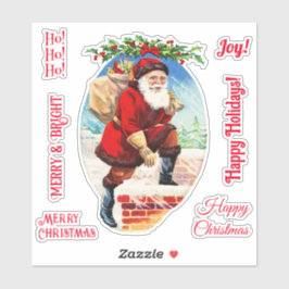 Pretttige Feestelijke Oude Kerstman Schoorsteen Be Sticker