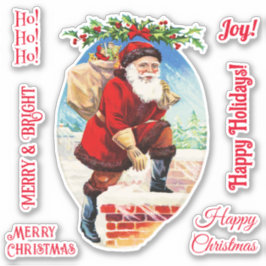 Pretttige Feestelijke Oude Kerstman Schoorsteen Be Sticker