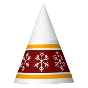 Pretttige Festieve Sneeuwvlokken Vintage Rood Oran Feesthoedjes