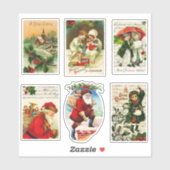 Pretttige Oude Kerstkaarten Sinterklaas Kinderen Sticker (Vel)