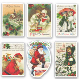 Pretttige Oude Kerstkaarten Sinterklaas Kinderen Sticker