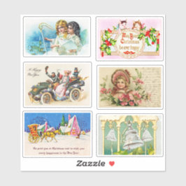 Pretttige Oude Kerstkaarten voor Scrapbooking Sticker