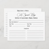 Pretty A Special Recipe for Bridal Shower (Voorkant / Achterkant)