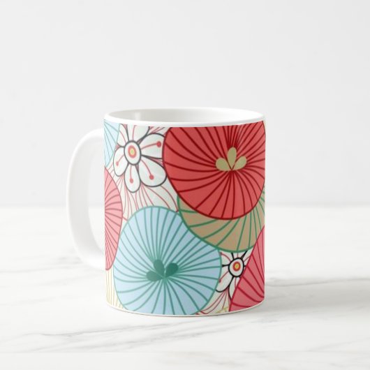 Pretty Abract Colorful Busy Floral Pattern Koffiemok (Voorkant links)