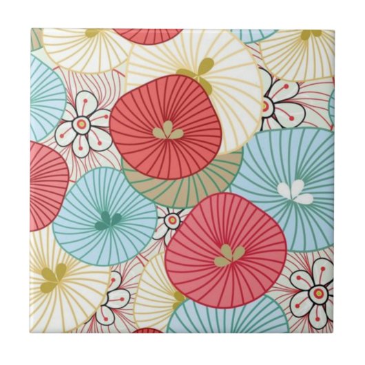 Pretty Abract Colorful Busy Floral Pattern Tegeltje (Voorkant)