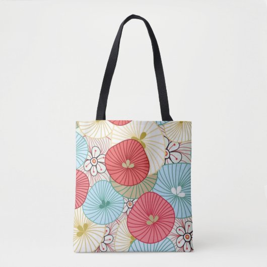 Pretty Abract Colorful Busy Floral Pattern Tote Bag (Voorkant)