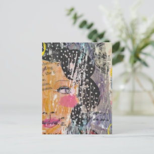 pretty abstract collage met gezicht briefkaart
