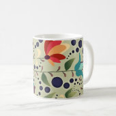 Pretty Abstract Flower Pattern on Sage Green Koffiemok (Voorkant rechts)