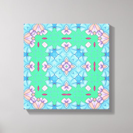 Pretty Abstract Home Wall Art Blue green and pink Canvas Afdruk (Voorkant)