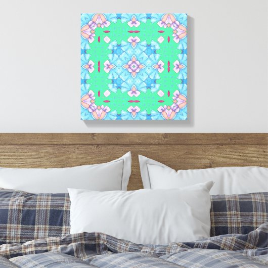 Pretty Abstract Home Wall Art Blue green and pink Canvas Afdruk (Insitu (Slaapkamer))