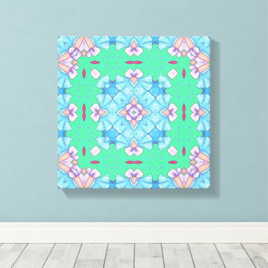 Pretty Abstract Home Wall Art Blue green and pink Canvas Afdruk (Insitu (Houten vloer))