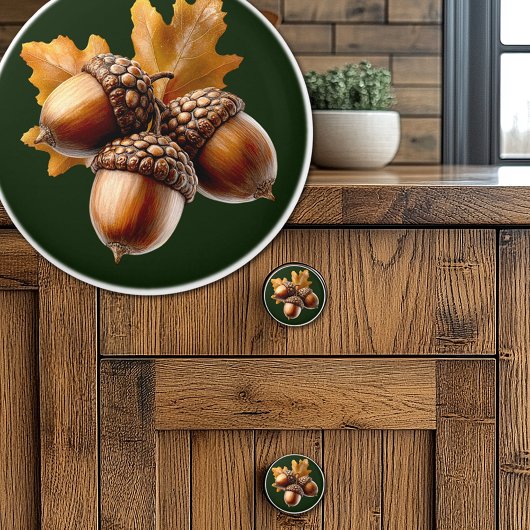 Pretty Acorns Oak Leaves   Keramische Knop