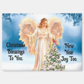 Pretty Angel With Cardinal Christmas Magnet (Voorkant)