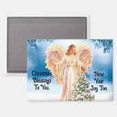 Pretty Angel With Cardinal Christmas Magnet (Voorkant / Achterkant)