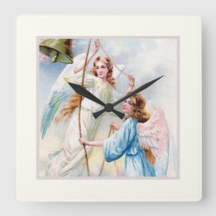 Pretty Angels With Bell Vierkante Klok